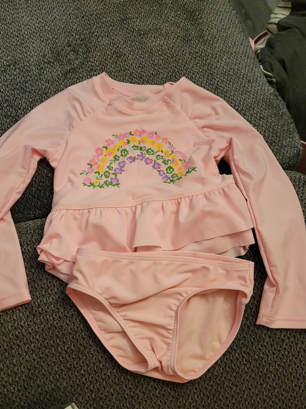 wonder nation Pink Floral Rainbow Long-Sleeve Rashguard Set
